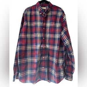 GAP Men’s Plaid Button Down Red Tartan Plaid Size XL preppy, workwear, holiday